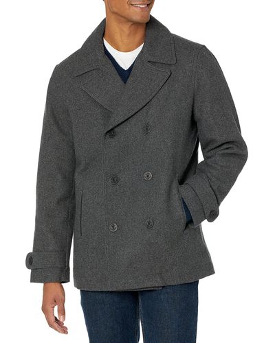 Amazon Essentials Double-breasted Heavyweight Wool Blend Peacoat - Grey