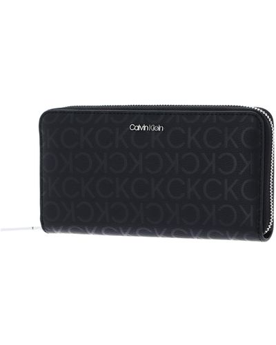 Calvin Klein Ck Must Zip Around Wallet_epi Mono Black Epi Mono - Zwart