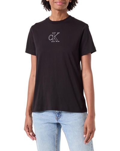 Calvin Klein Outlined Regular Tee J20j224791 S/s T-shirt - Black