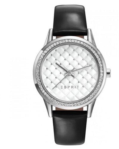 Esprit Analog Quarz Smart Watch Armbanduhr mit Leder Armband ES109572001 - Schwarz