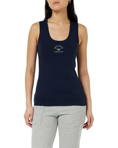 Emporio Armani Stretch Cotton Studs Loungewear Tank T-Shirt - Blau