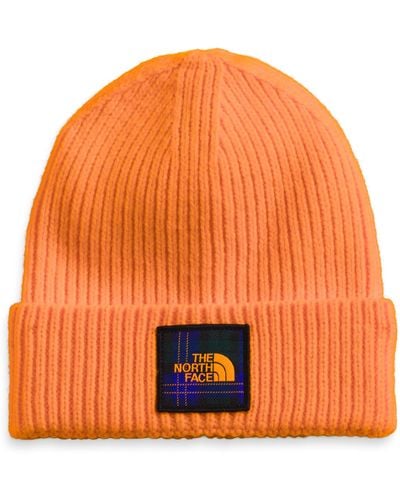 The North Face Tnf Logo Box Cuffed Beanie - Orange