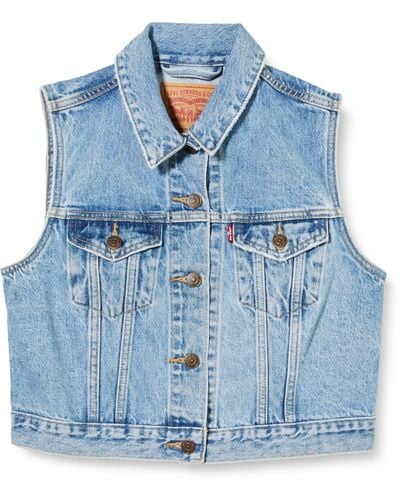 Levi's Denim XS Vest with Waistband Truckers Unlined - Blu