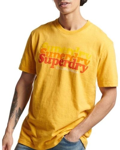 Superdry S T-shirt Relaxed Fit Short Sleeve Crew Neck Yellow M