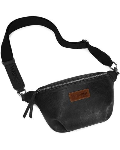 Wrangler Vintage Sling Bag For Chest Bum Bag Ladies Crossbody Purse - Black