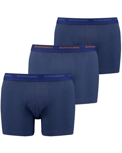Scotch & Soda Classic Boxershorts Unterhosen Männer Bio Baumwolle im 3er-Pack - Blau