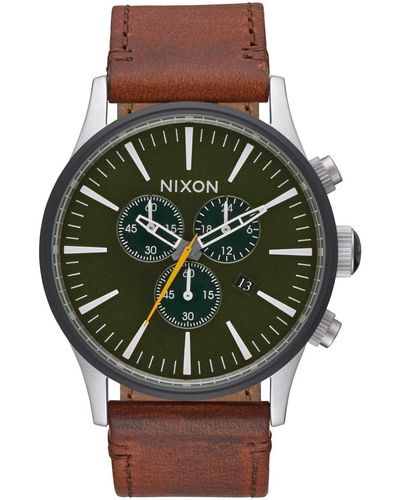 Nixon Chronograph Quarz Uhr mit Leder Armband A4052334-00 - Grün