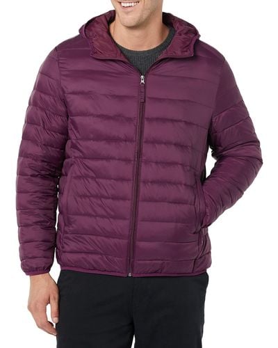 Amazon Essentials Lightweight Water-resistant Packable Hooded Puffer Jacket - Purple