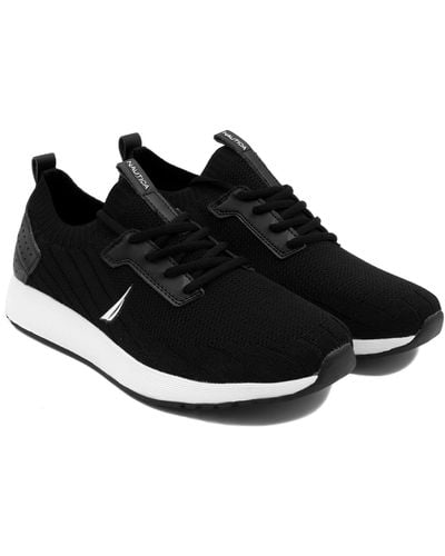 Nautica Casual Fashion Sneakers-Walking Shoes-Lightweight Joggers-Knighton-Black-7.5 - Schwarz