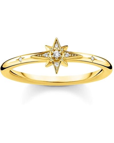 Thomas Sabo Ring Star Stones Gold 925 Sterling Silver - Yellow