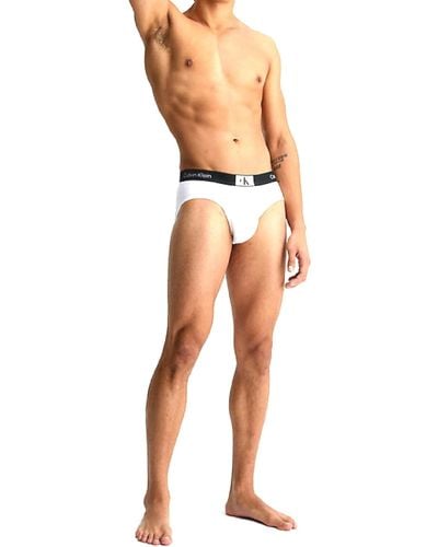 Calvin Klein 3er Pack Hip Briefs Unterhosen Baumwolle mit Stretch - Weiß