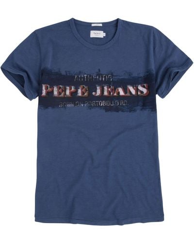 Pepe Jeans Fisher T-shirt Voor - Blauw