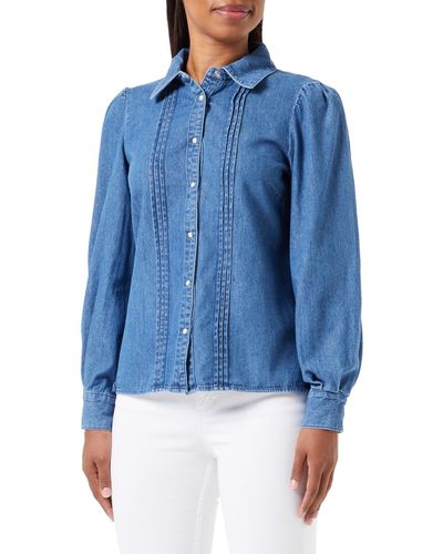 Vero Moda Vmeudora LS Frill Shirt Camicia - Blu