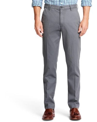 Izod Performance Stretch Straight Fit Flat Front Chino Pant - Gray