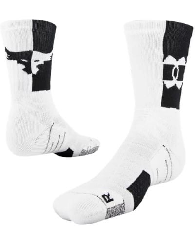 Under Armour Project Rock Playmaker Crew Socks Large White/black - Multicolour