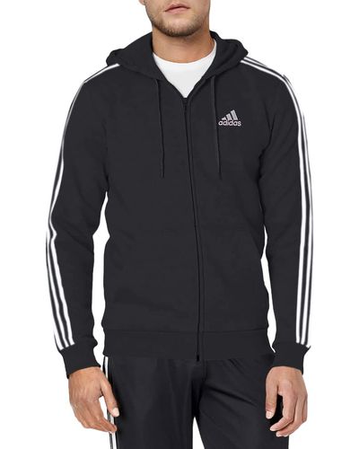 adidas Standard Essentials Fleece 3-Stripes Full-Zip Hoodie - Noir