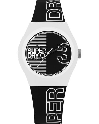 Superdry Analog Quarz Uhr mit Silikon Armband SYL239BW - Schwarz