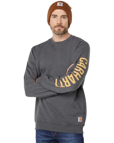 Carhartt Big Loose Fit Midweight Crewneck Logo Sleeve Graphic Sweatshirt - Gray