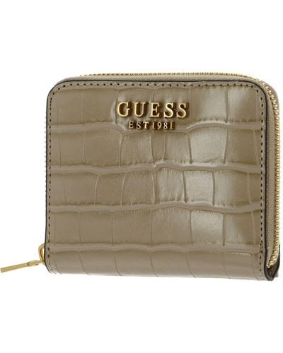 Guess Jeans Wallets Laurel Slg Small Zip Around 00370 Tau Taupe - Metallic