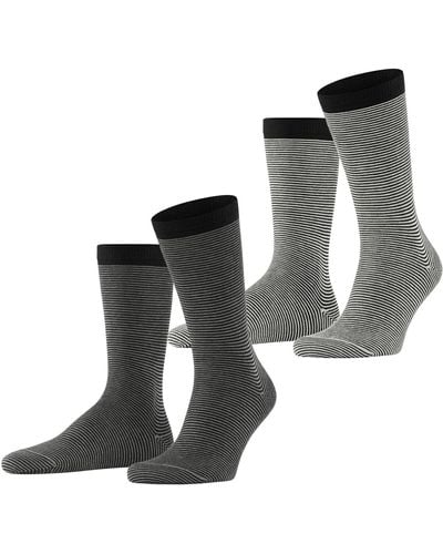Esprit Socken Allover Stripe 2-Pack M SO Baumwolle gemustert 2 Paar - Schwarz