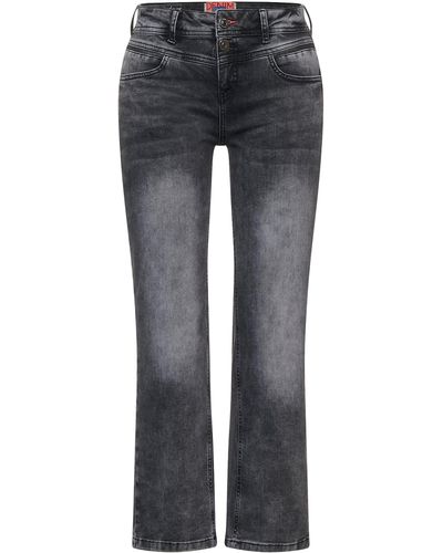 Street One Casual Fit Jeans in 3/4 Black Denim Heavy Random wash 27 - Grau