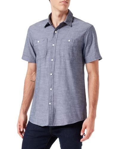 Amazon Essentials Shirt Met Slanke Pasvorm Voor Short-sleeve Chambray,grijs,3xl-4xl - Blauw