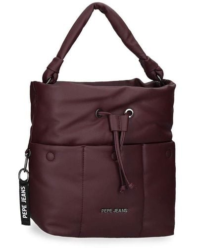 Pepe Jeans Bloat Handbag Red 26x31x12 Cms Synthetic Leather - Purple