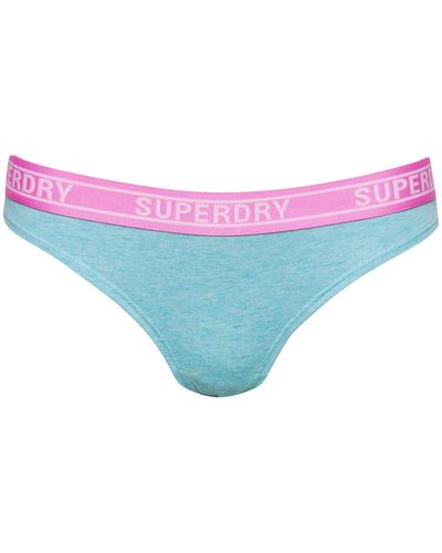 Superdry Bikinihöschen aus Bio-Baumwolle mit Buntem Logo Venedig Blau Meliert 40