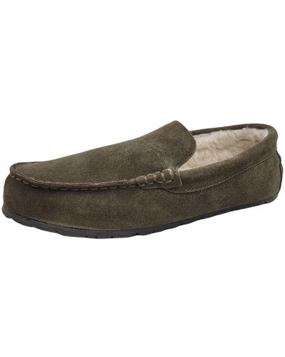 Clarks S Suede Moccasin Slippers Warm Cosy Indoor Outdoor Plush Faux Fur Lined Slipper For - Brown