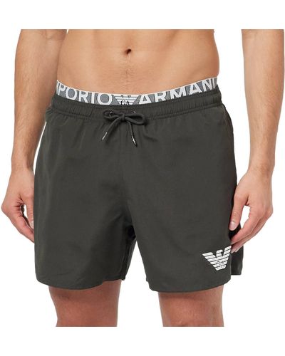 Emporio Armani Logo Band Boxer Swim Trunks - Grau
