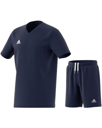 adidas Fußball Entrada 22 Trainingsset T-Shirt Shorts dunkelblau weiß Gr XL