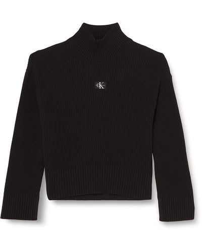 Calvin Klein Plus Label Chunky Sweater Pullover - Schwarz