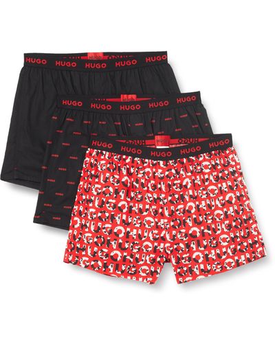 HUGO Woven Boxer Triplet Shorts - Red