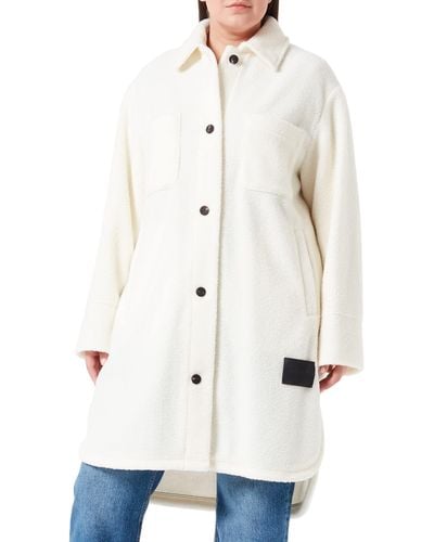 HUGO S Melesa-2 Relaxed-fit Coat In Teddy Fur With Logo Patch - White