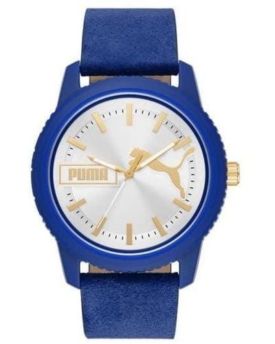 PUMA Analogue Quartz Watch With Leather Strap P5105 - Blue