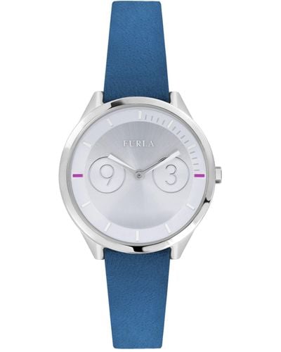 Furla Analog Quarz Uhr mit Leder Armband R4251102508 - Blau