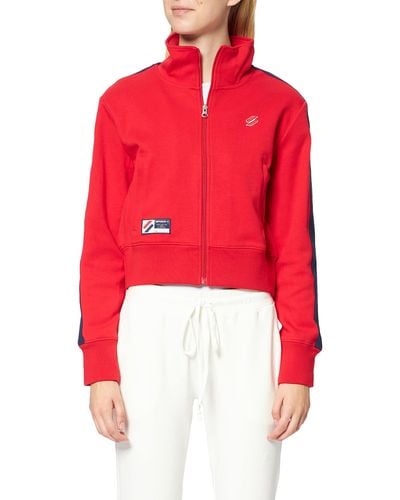 Superdry Code Track Jacket Cardigan Sweater - Rood