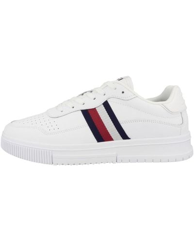 Tommy Hilfiger Baskets Cuvette Supercup Leather Stripes Chaussures - Blanc