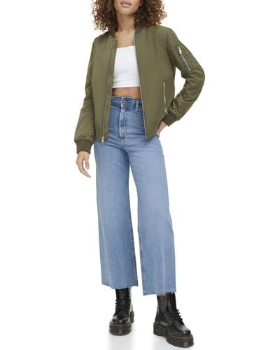 Levi's Poly Bomber Jacket With Contrast Zipper Pockets - Green