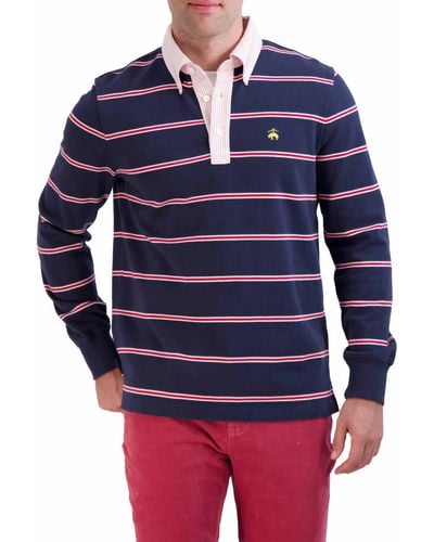 Brooks Brothers Long Sleeve Bb Stripe Rugby Shirt - Blue