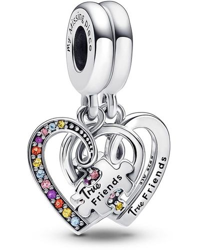 PANDORA Charm Colgante Divisible Puzzle Corazones de la Amistad 792239C01 - Metálico