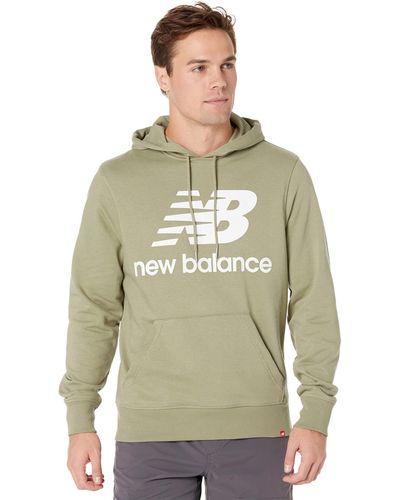 New Balance Nb Essentials Stacked Logo Pullover Hoodie - Green