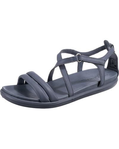Ecco Simpil Cross Strap Ankle Flat Sandal - Black