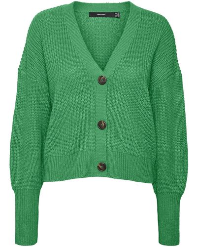 Vero Moda Vmlea LS V-Neck Cuff Cardigan Noos Maglione - Verde