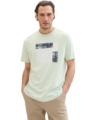Tom Tailor Basic T-Shirt mit Print - Weiß