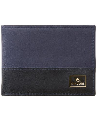 Rip Curl Corpawatu Icon Pu Slim Faux Leather Wallet In Black/navy - Blue