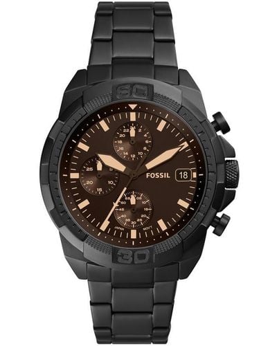 Fossil Bronson Quartz Stainless Steel Chronograph Watch - Black
