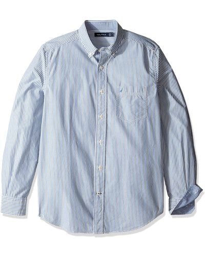 Nautica Stripe Classic Fit Button-Down-Shirt - Blau