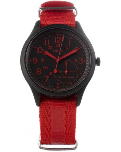 Timex Analog Quarz Uhr mit Leder Armband TW2R37900 - Rot