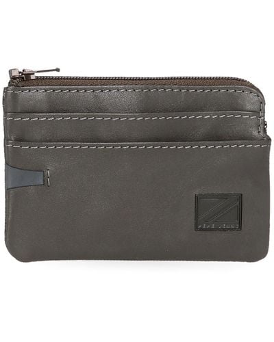 Pepe Jeans Marshal Grey Purse 11 X 7 X 1.5 Cm Leather